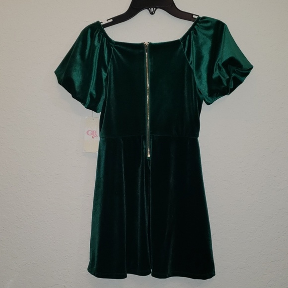 GB Girls modern luxe green velvet holiday dress - Picture 2 of 5
